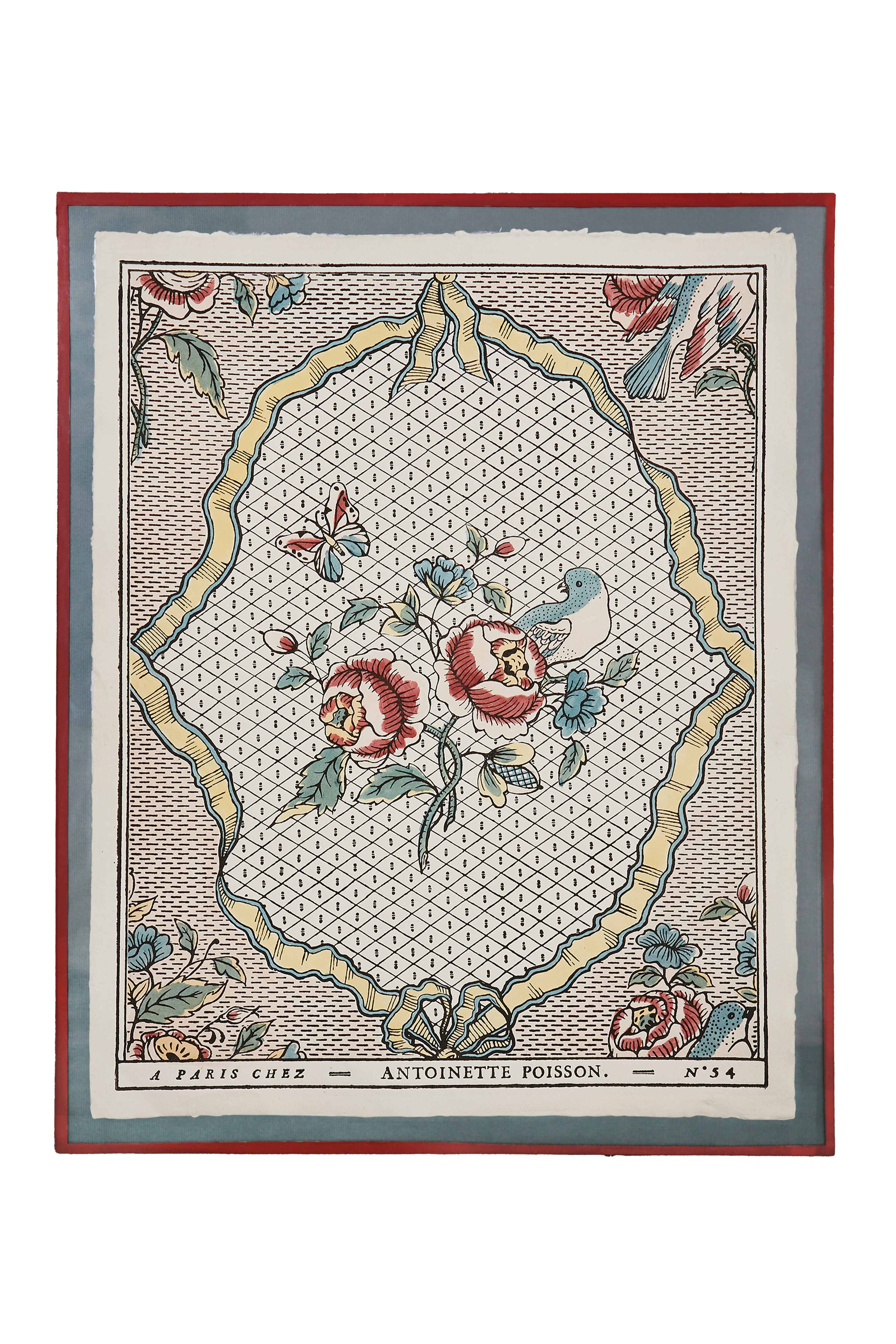 Domino encadré grand format "Rubans et Oiseaux"