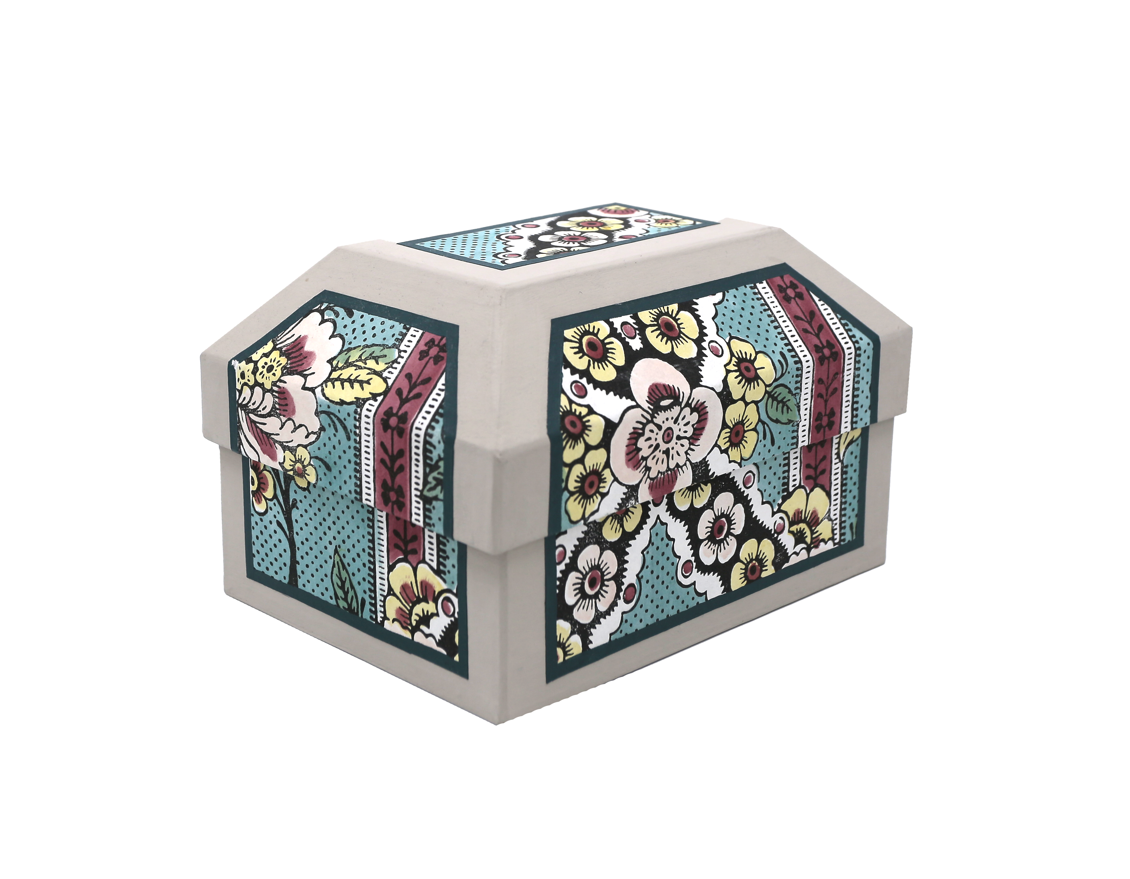 Petite boîte coffre "Guirlande de fleurs"