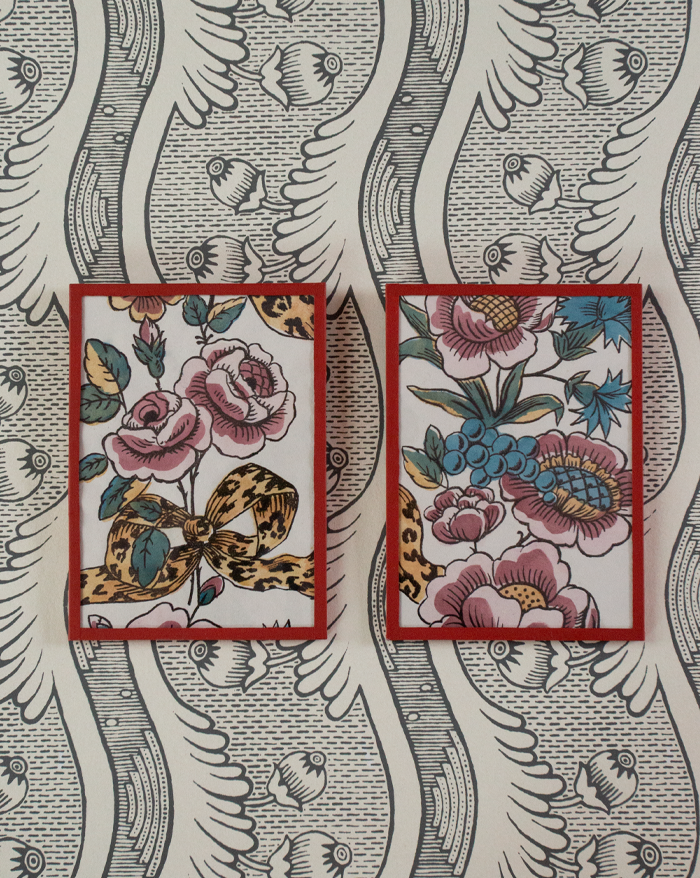 Domino encadré petit format "Marie-Antoinette fleurs"