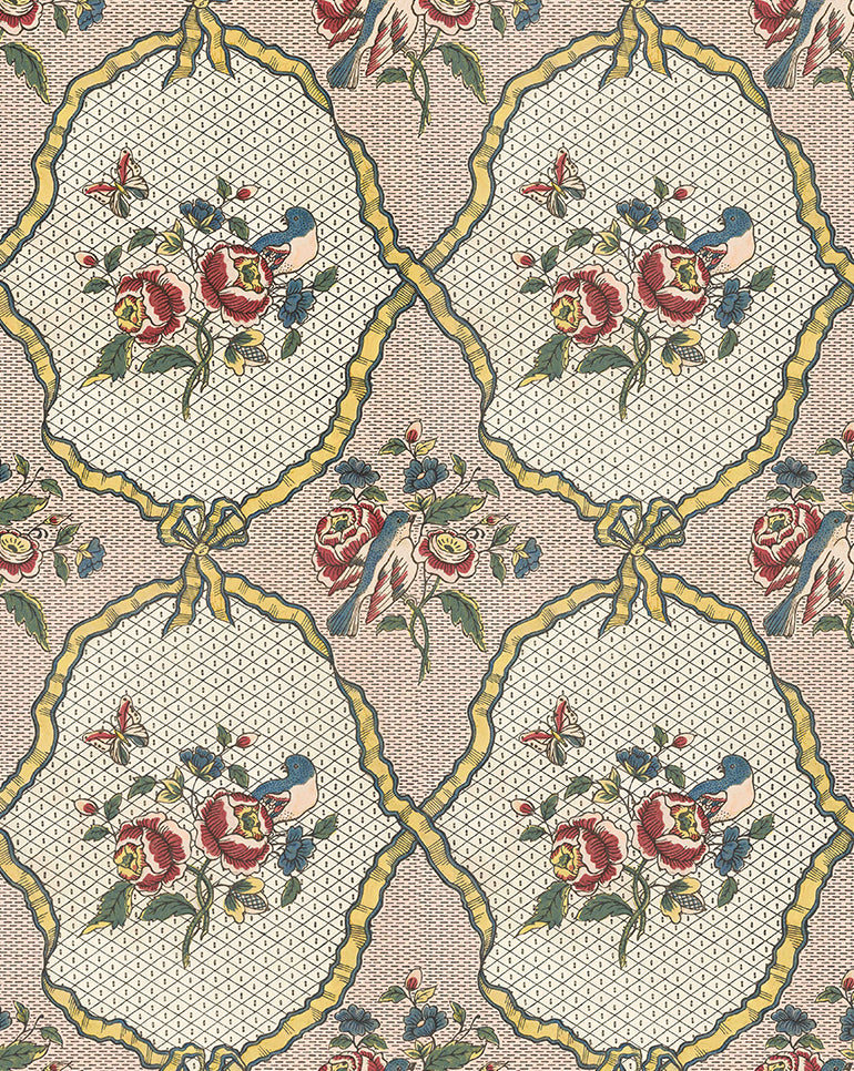 Papier peint "Rubans & Oiseaux"