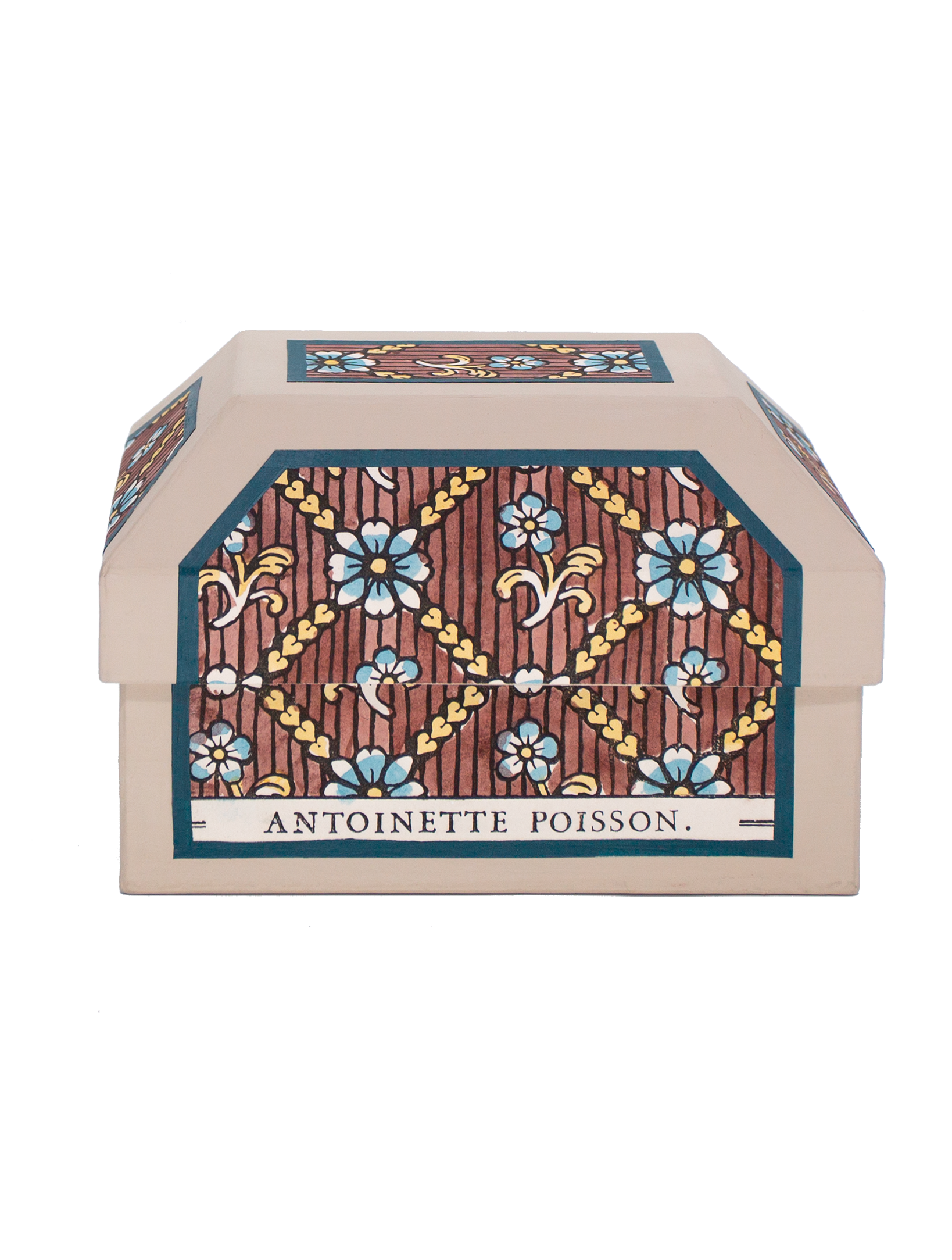 Petite boîte coffre "Coeurs garance"