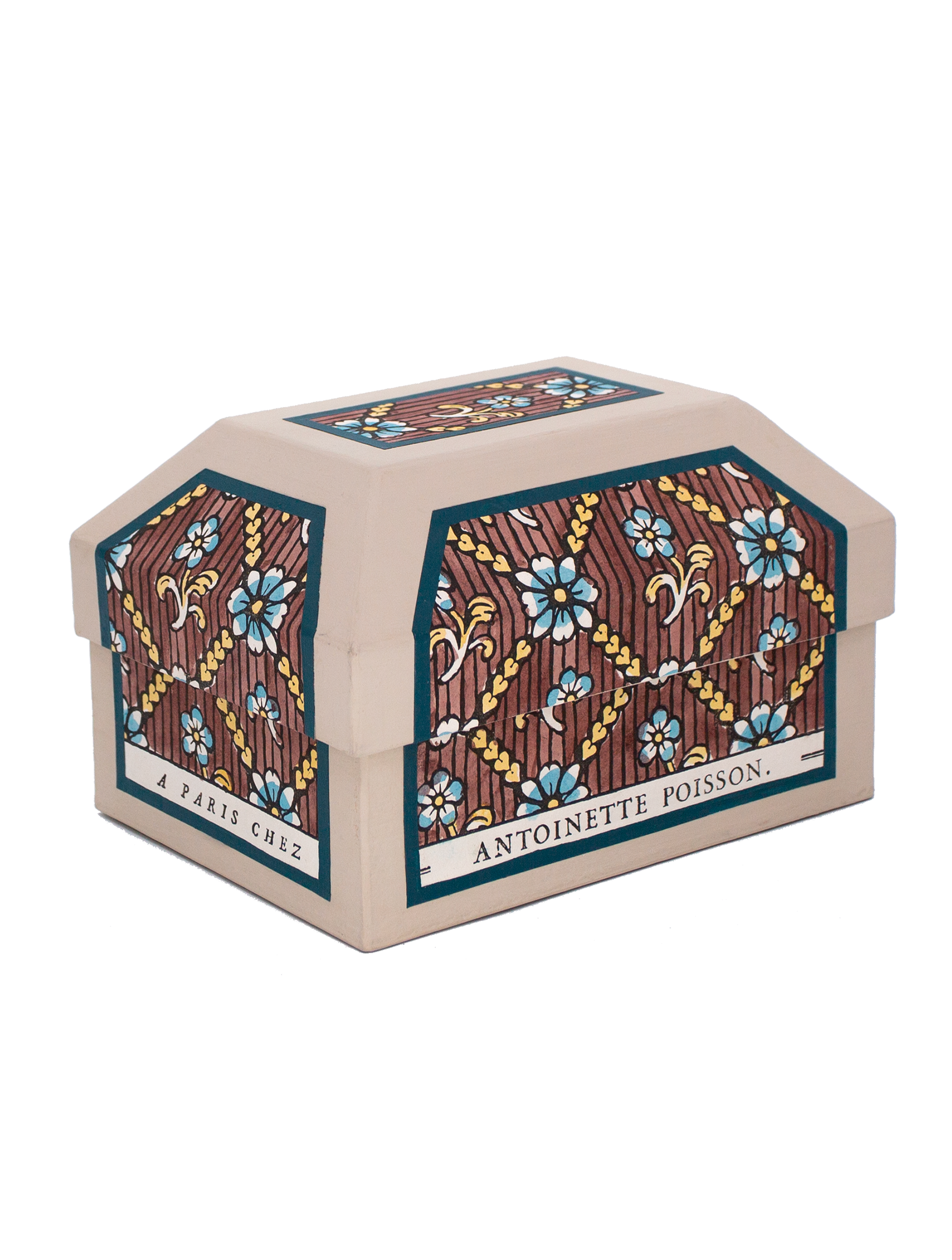 Petite boîte coffre "Coeurs garance"