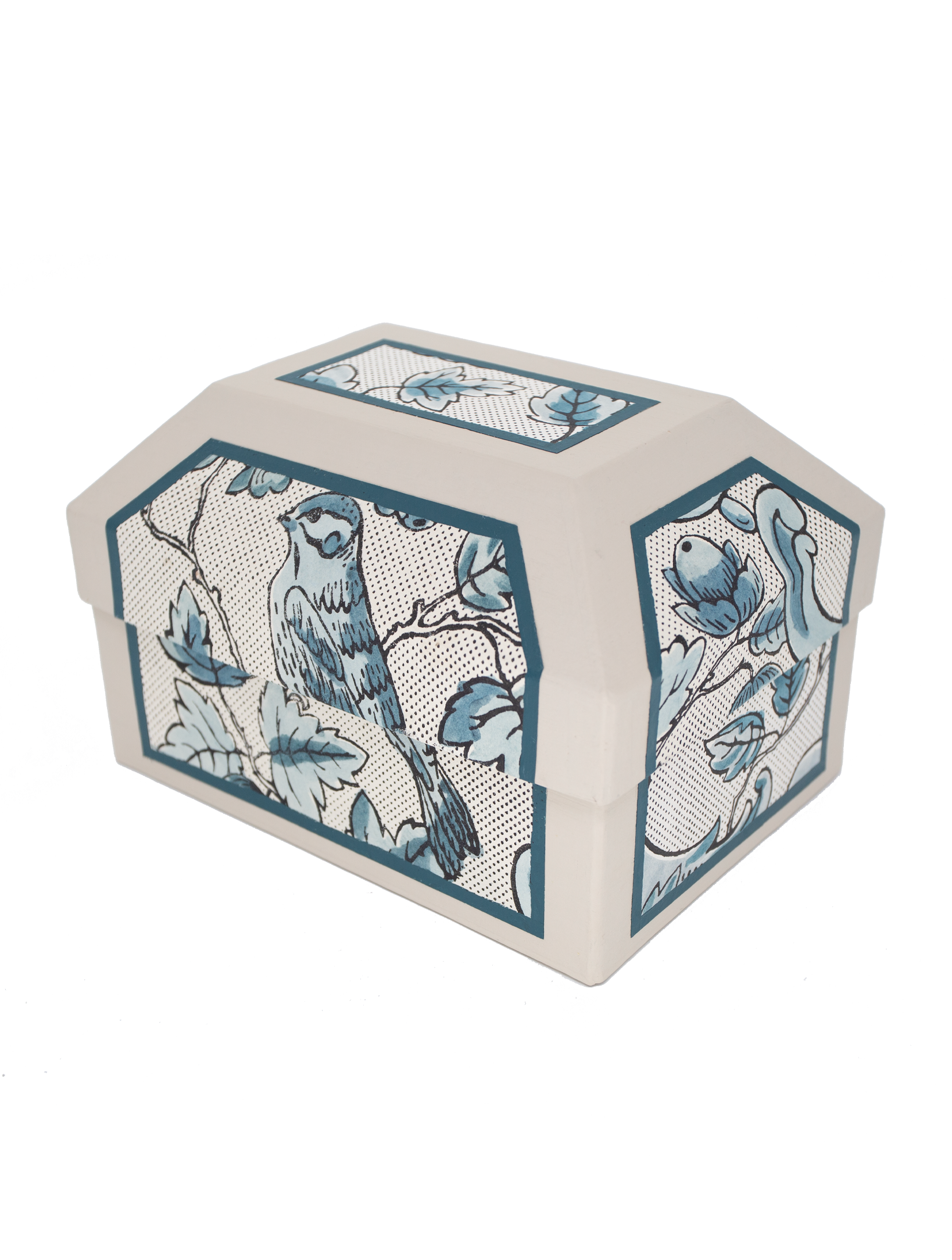 Petite boîte coffre "Oiseaux et feuillage"